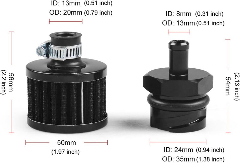 Dyno Racing Aluminum Billet Valve Cover Adapter Oil Cap Breather Fitting AN10 & Filter Accessory Compatible With LX LSX LS1 LS2 LS3 LS6 LS7 - Image 4